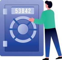 A flat style illustration showing password vault vector