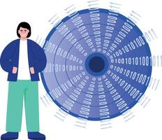 A flat style illustration showing data tunnel vector