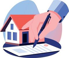 A flat style illustration showing a signing contract vector