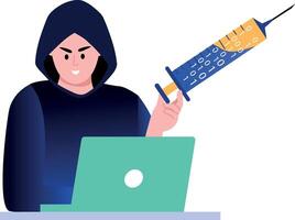 A flat style illustration showing code injection vector