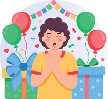 A flat style illustration showing birthday wish vector