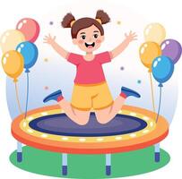 A flat style illustration showing a person enjoying trampoline vector