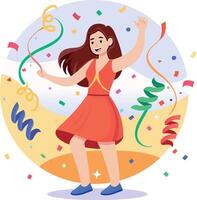 A flat style illustration showing a person enjoying birthday party vector