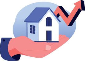 A flat style illustration showing house price vector