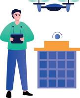 A flat style illustration depicting drone security vector