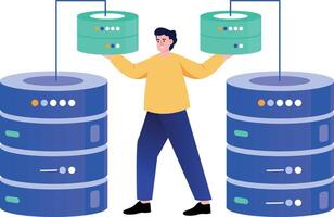 A flat style illustration showing data management vector