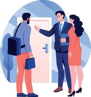 A flat style illustration showing property visit vector