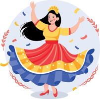 A flat style illustration showing a girl twirling vector
