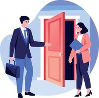 A flat style illustration showing a property buyer vector