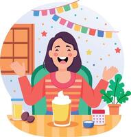 A flat style illustration a person laughing vector