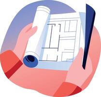 A flat style illustration showing home blueprint vector