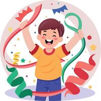 A flat style illustration showing a kid enjoying swirl decoration vector