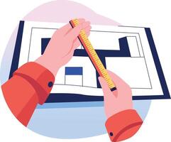 A flat style illustration showing construction map vector