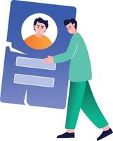 A flat style illustration showing data breach vector