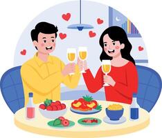 A flat style illustration showing two persons toasting vector