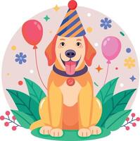 A flat style illustration showing a dog party vector