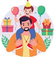 A flat style illustration showing a piggyback ride vector
