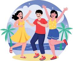 A flat style illustration showing people dancing vector