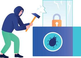 A flat style illustration showing security breach vector