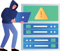 A flat style illustration depicting hacking alert vector