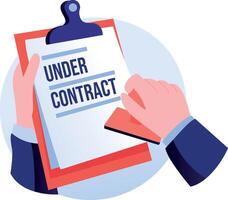 A flat style illustration showing a contract stamp vector