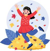A flat style illustration showing fall happiness vector