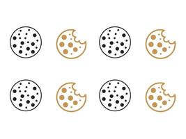 Six Simple Chocolate Chip Cookie Icons vector
