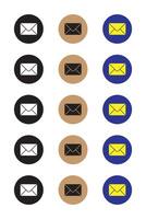 Flat Icons of Email Envelopes in Various Colors vector