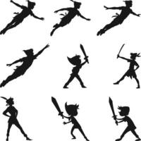 Peter pan silhouette vector