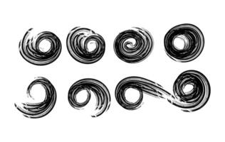A collection of hand drawn abstract swirl brush strokes in black ink, grunge art , perfect for branding, modern backgrounds , and expressive artwork. vector