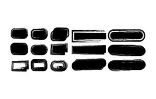 Grunge style black brush stroke frames in rectangular and rounded shapes. Perfect for banners, photo masks, labels, and modern design projects vector