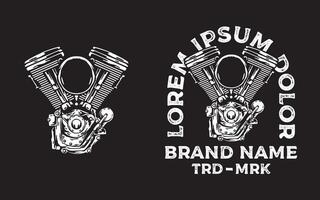 Vintage V Twin Engine art and illustration vector