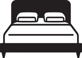 Bed Silhouette Icon In Minimalist Style On White Background vector
