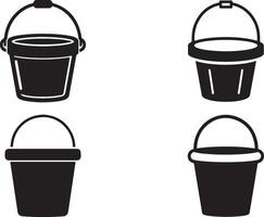 Silhouette Bucket Set Graphic in Black and White vector