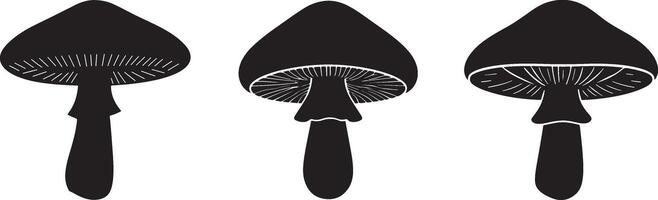 Modern boletus mushroom set silhouette design for natural products vector