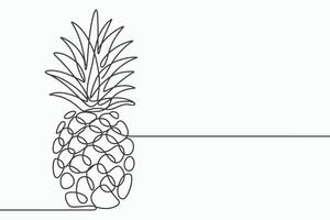 Minimalist continuous line drawing of a pineapple on a white background vector