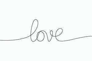 Elegant single line cursive word love drawn on a clean white background vector