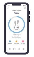 Mobile Health Tracker App Interface with Steps and Calories vector