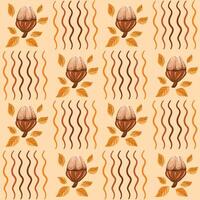 A pattern with acorns and leaves vector
