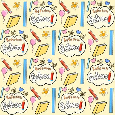 A seamless pattern with school supplies