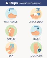 6 Essential Hand Washing Steps for Better Hygiene Infographic Guide vector
