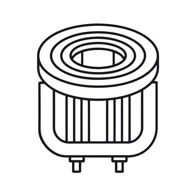 Iron Core Inductor Schematic Line Art