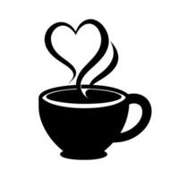 Coffee Steam Forming Heart Line Art Design vector