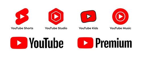 Youtube services logotypes set vector