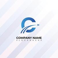 Creative C Letter Logo with Arrow Path, Smart Branding Concept for Speed vector