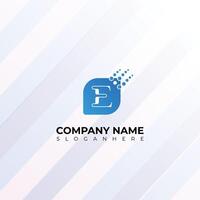 Futuristic E Letter Logo with Digital Pixel Burst Modern E Tech Identity logo Design vector
