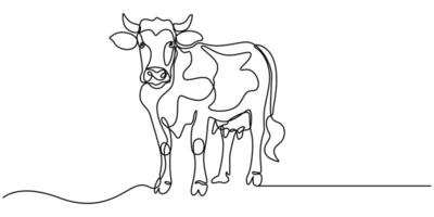 cow continuous one line drawing, Continuous one line drawing dairy cow. Cattle. Dairy industry. Milk. Side view of a cow vector