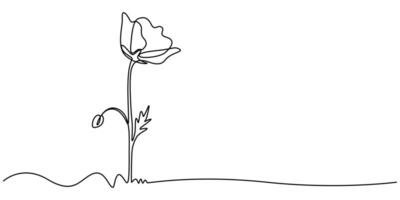 Poppy, Remembrance Day or Veterans Day Continuous Line Drawing with Editable Stroke vector