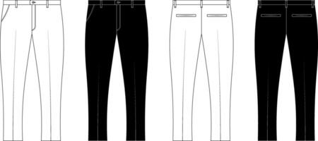 front view and back view formal striped trousers icon set vector