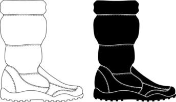 side view Snow boot icon set vector